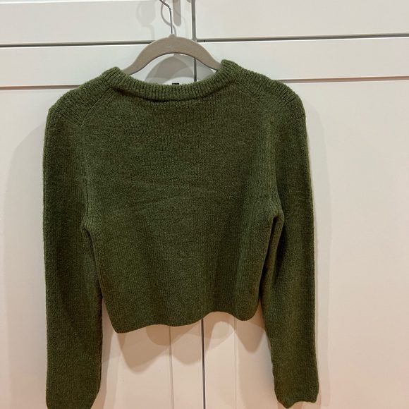 Zara Olive green crop Sweater - Picture 3 of 4